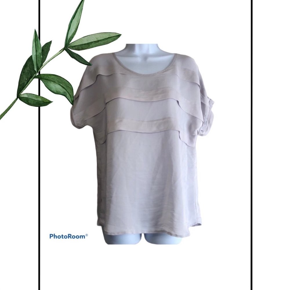 Mela Purdie Silky Soft Grey Short Sleeve Blouse